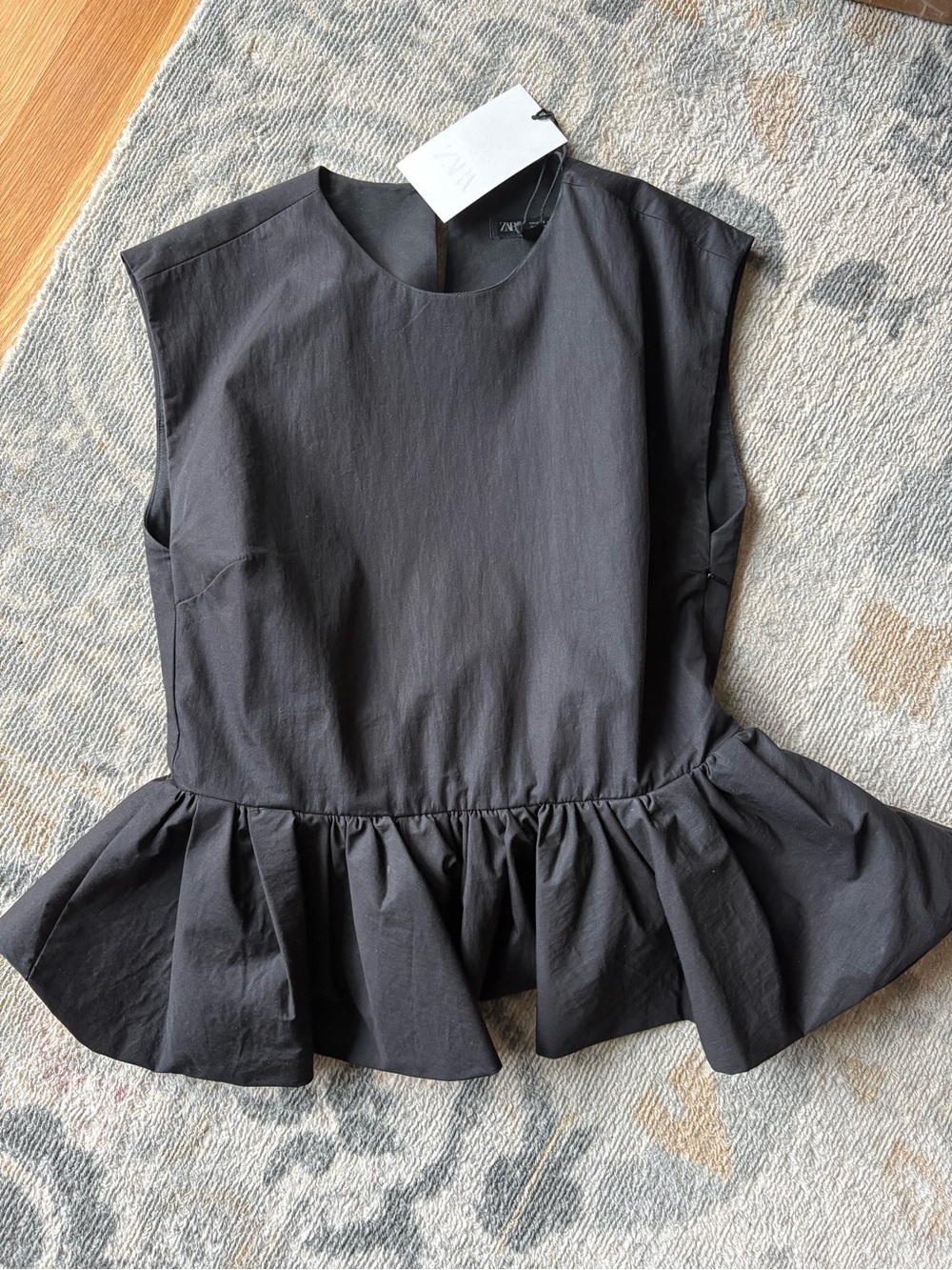 Zara Black Sleeveless Peplum Blouse